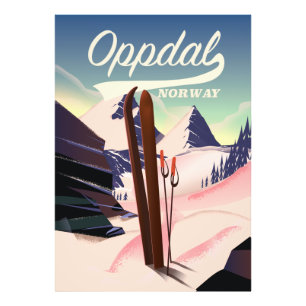 Oppdal Norway Ski Poster. Fotodruck