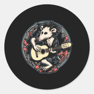 Opposum Playing Banjo Opposum Gitarre Runder Aufkleber