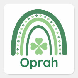 Oprah Name Clover Boho Rainbow Quadratischer Aufkleber