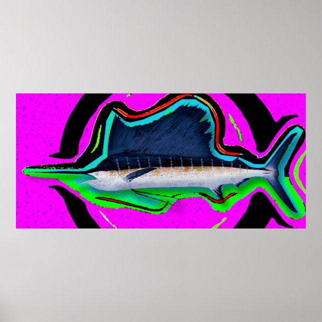 Opt-Art Pacific Sailfish Poster (Vorne)