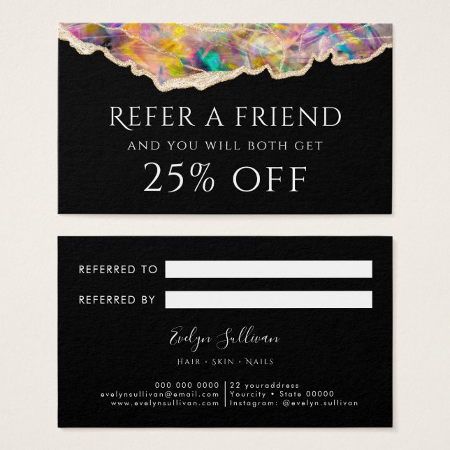 Opt on Black Referral Card (Vorne & Hinten)