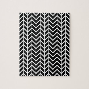 Optical Illusion Black White Herringbone Chevron Puzzle