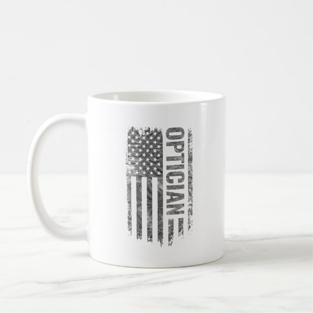 Optician USA Flag Distressed design Kaffeetasse (Links)