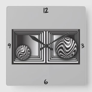 Optics thru Shapes Square Wall Clock Quadratische Wanduhr