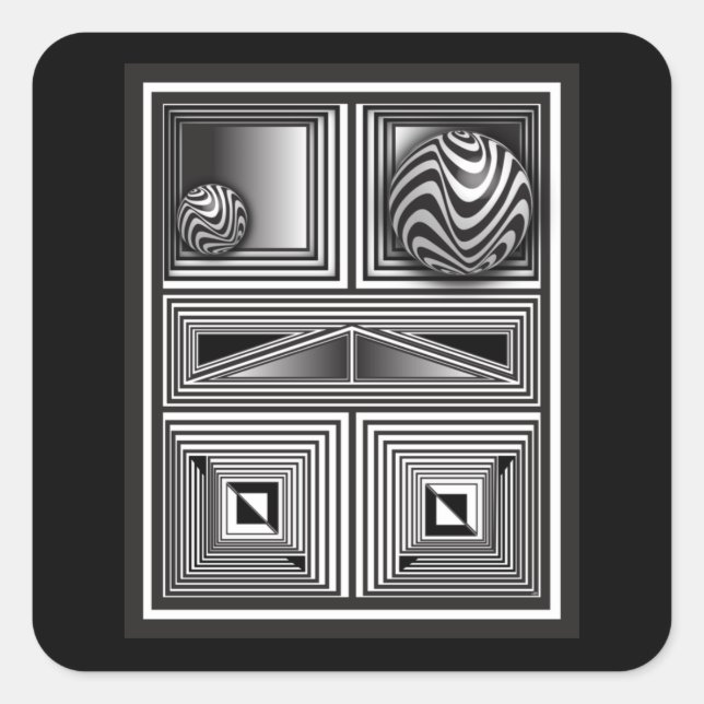 Optik durch Formen Quadratischer Aufkleber (Vorderseite)