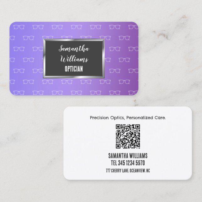 👁️ Optiker Benutzerdefinierte QR Visitenkarte (Vorne/Hinten)