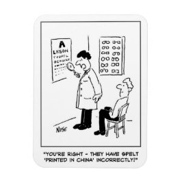 Optiker, der einen Augentest durchführt Magnet