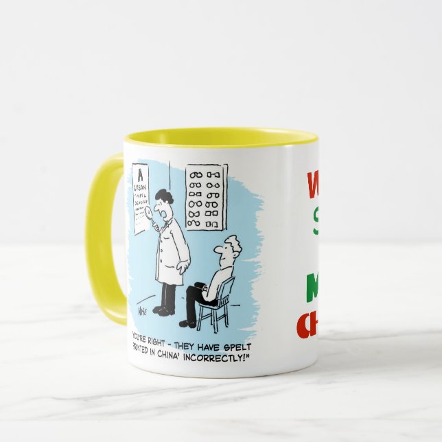 Optiker, der einen Augentest durchführt Tasse (Vorderseite Links)