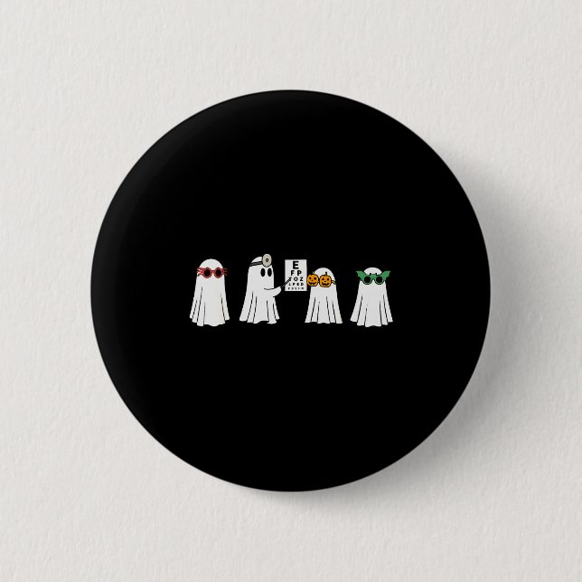 Optiker Gespenst Boo Zentrum Halloween Augenoptike Button (Vorderseite)