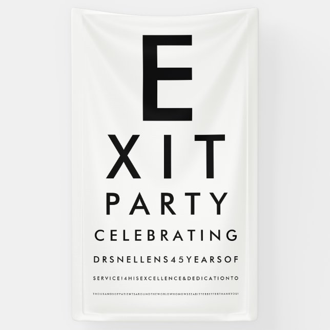 Optiker-Ophthalmologe-Abschieds-Ruhestandsfeier Banner (Vertikal)