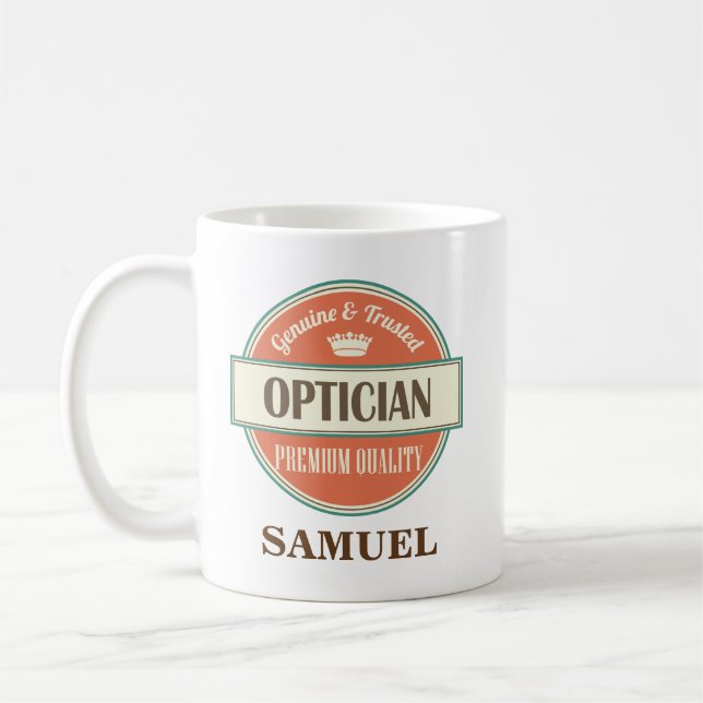 Optiker-personalisiertes Büro-Tassen-Geschenk Kaffeetasse (Links)