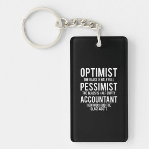Optimist Pessimist Accountant Glass Costume Gesche Schlüsselanhänger