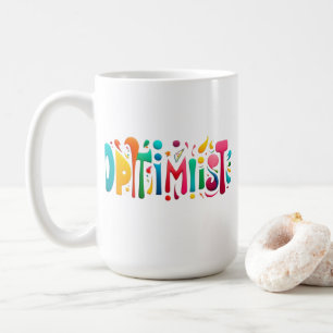 "Optimist Weißer Becher – Farbige Motivationsgesta Kaffeetasse