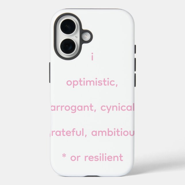 optimistisch, arrogant, zynisch, dankbar, ehrgeizi Case-Mate iPhone hülle (Rückseite)