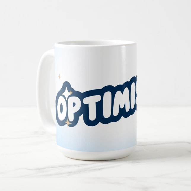 Optimistischer Kaffeebecher Kaffeetasse (Vorderseite Links)