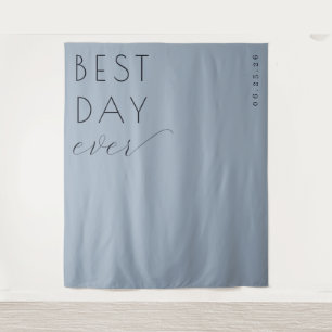 Optimistisches Blau Minimalistisches Feier-Schild Wandteppich