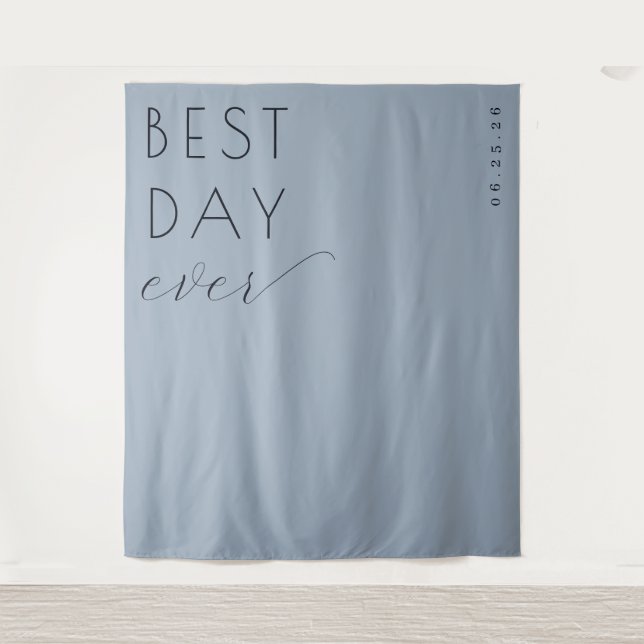 Optimistisches Blau Minimalistisches Feier-Schild Wandteppich (Vorderseite)
