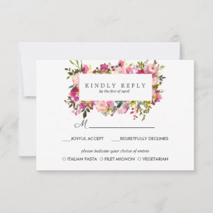 Option Brilliant Bloom Wedding Response UAWG MEAL RSVP Karte