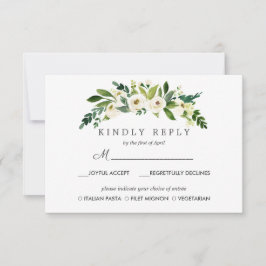 Option White Bloom Chic Wedding Response UAWG MEAL RSVP Karte