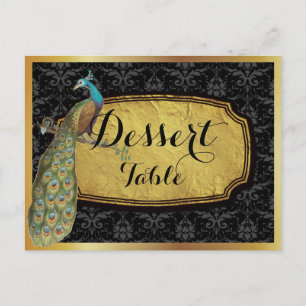 Optional Gold-Pfau-Dessert-Tisch-Schild Postkarte