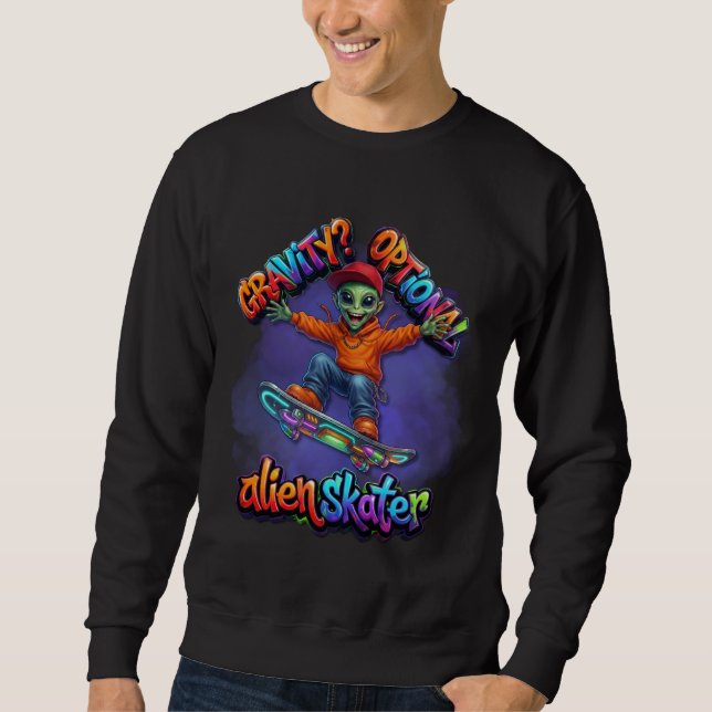 Optional Gravity Alien Skater Hoverboard Weltraum  Sweatshirt (Vorderseite)