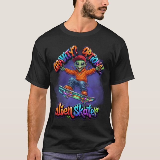 Optional Gravity Alien Skater Hoverboard Weltraum  T-Shirt (Vorderseite)