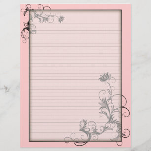 Optionale Linien Briefkopf mit Blumenrahmen rosa