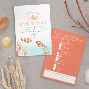 Optionen für Hochzeiten von tropischen Fischgerich Begleitkarte