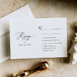 Optionen für Mahlzeiten Elegante Skripte Moderne H RSVP Karte<br><div class="desc">Diese individuell gestaltbare RSVP-Karte,  die sich mit unserer modernen kalligraphischen Hochzeitskollektion abstimmt,  verfügt über einen modernen Kalligraphie-Script-Schriftart,  gepaart mit einem klassischen Serif & Sans-Schriftart in Schwarz und ist perfekt für jede Jahreszeit geeignet. Matching-Elemente verfügbar.</div>