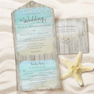 Optionen im Menü "Rustic Beach Hochzeit in Urlaubs All In One Einladung
