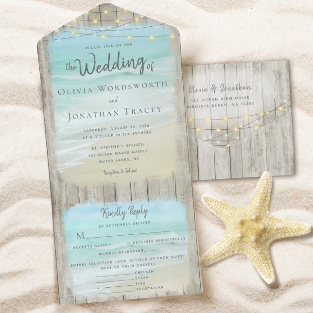 Optionen im Menü "Rustic Beach Hochzeit in Urlaubs All In One Einladung (Von Creator hochgeladen)