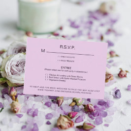 Optionen zum Abendessen mit blassem Lavendel RSVP  Karte