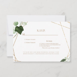 Optionen zum Hochzeitsessen mit Foliage & Gold Mon RSVP Karte
