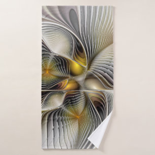 Optische Illusion Abstraktes 3D-Fraktal mit Tiefe Badehandtuch