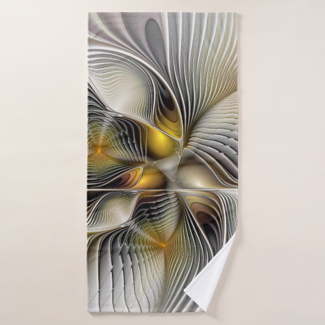 Optische Illusion Abstraktes 3D-Fraktal mit Tiefe Badehandtuch (Badehandtuch)