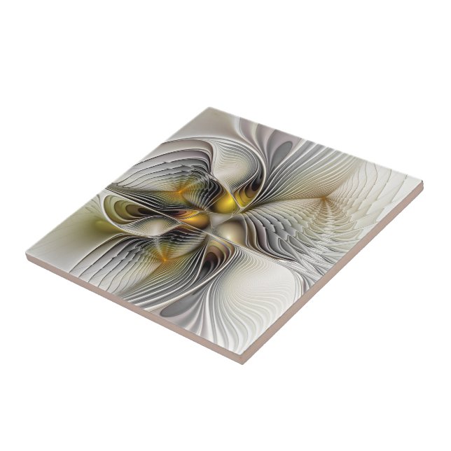 Optische Illusion Abstraktes 3D-Fraktal mit Tiefe Fliese (Seite)