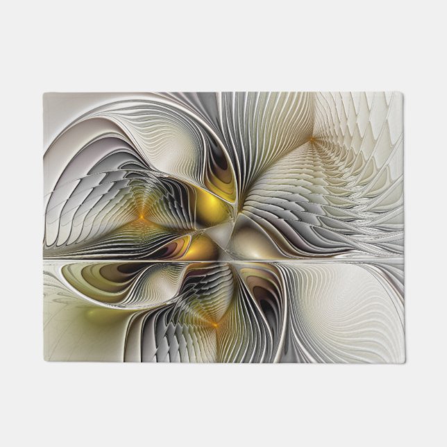 Optische Illusion Abstraktes 3D-Fraktal mit Tiefe Fußmatte (Vorderseite)
