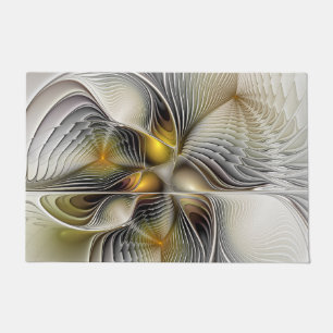 Optische Illusion Abstraktes 3D-Fraktal mit Tiefe Fußmatte
