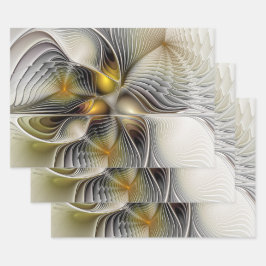 Optische Illusion Abstraktes 3D-Fraktal mit Tiefe Geschenkpapier Set