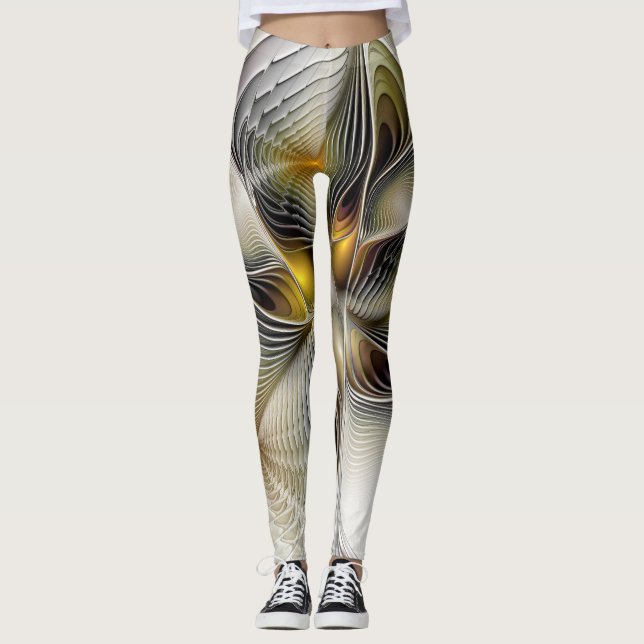 Optische Illusion Abstraktes 3D-Fraktal mit Tiefe Leggings (Vorderseite)