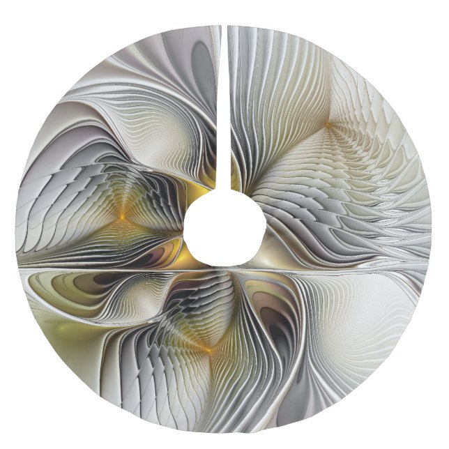 Optische Illusion Abstraktes 3D-Fraktal mit Tiefe Polyester Weihnachtsbaumdecke (Vorderseite)
