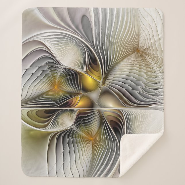 Optische Illusion Abstraktes 3D-Fraktal mit Tiefe Sherpadecke (Vorderseite)