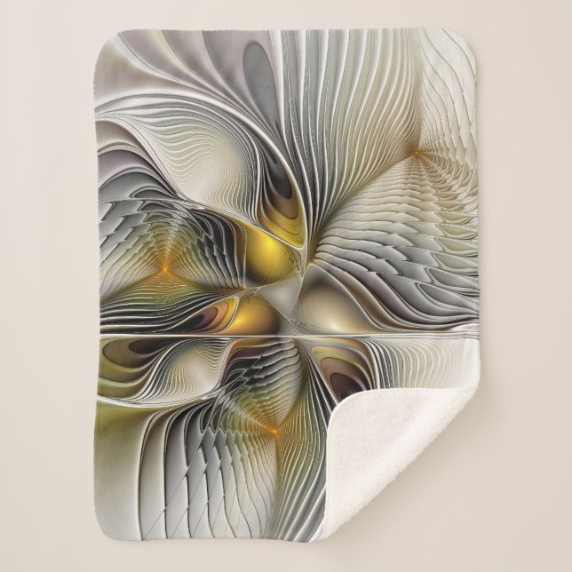 Optische Illusion Abstraktes 3D-Fraktal mit Tiefe Sherpadecke (Vorderseite)