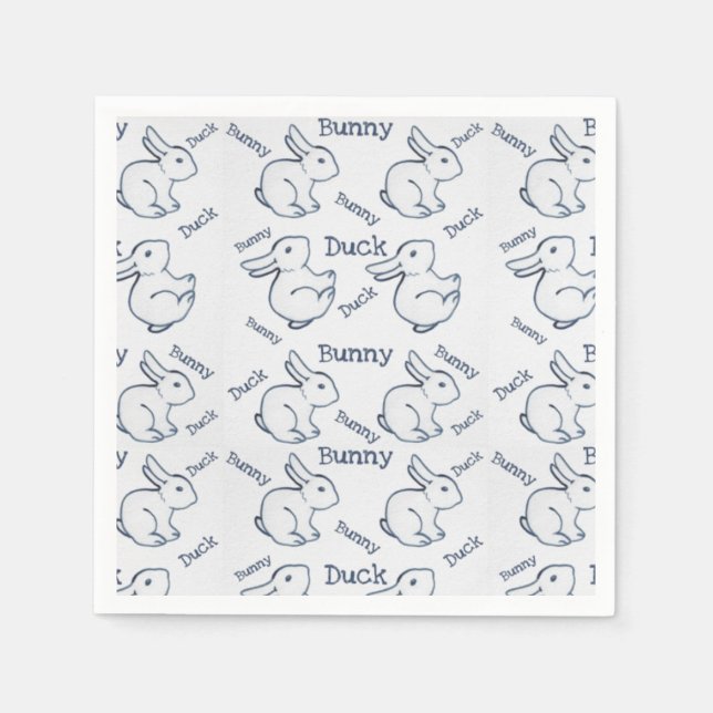 Optische Illusion beim weißen Kaninchen Zeichne Os Serviette (Vorderseite)