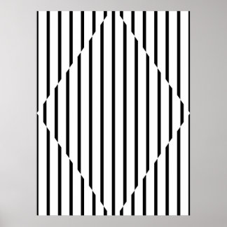 Optische Illusion Diamantlinien Schwarz-weiß Poster