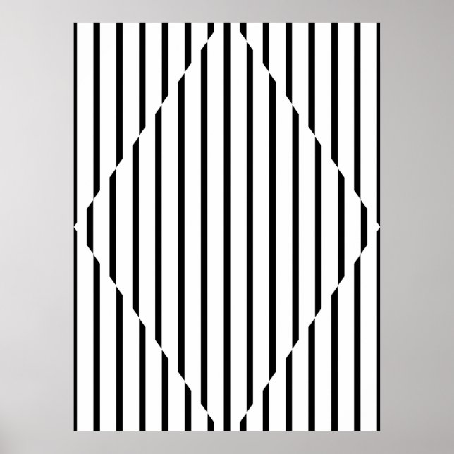 Optische Illusion Diamantlinien Schwarz-weiß Poster (Vorne)