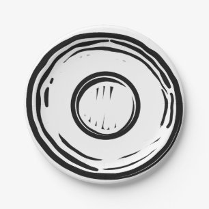 Optische Illusion eines schwarzen und weißen 2D-Pa Pappteller