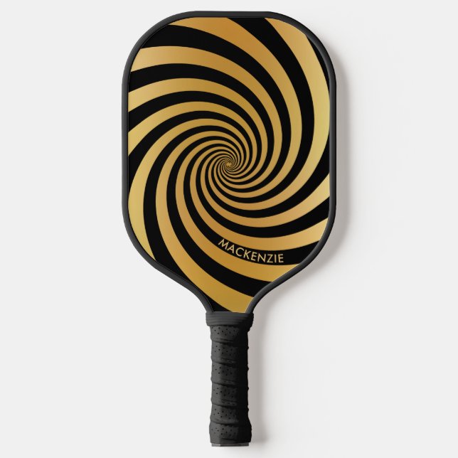 Optische Illusion Gold Spiralfarbe Name Bild Pickleball Schläger (Vorderseite)