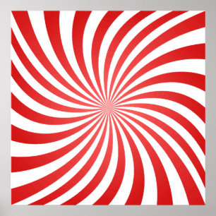Optische Illusion in der Roten und Weißen Spirale Poster