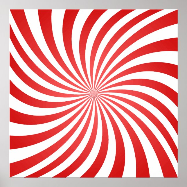 Optische Illusion in der Roten und Weißen Spirale Poster (Vorne)
